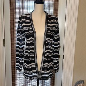 Missoni Open Front Cardigan Black/White Stars & Stripes Pattern Sz 40-Small EUC
